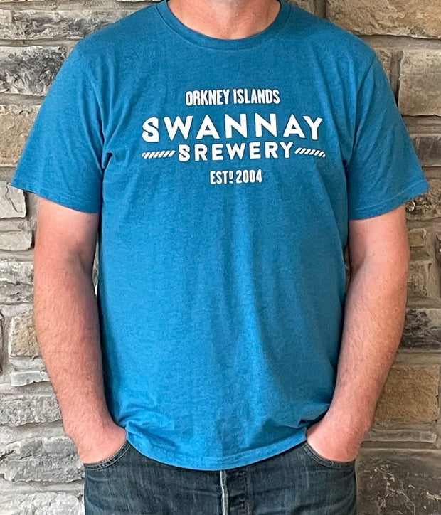 Swannay Brewery Recycled T-Shirt -Est. 2004 - Blue